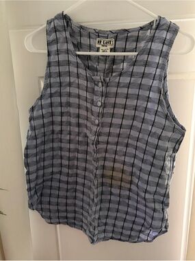 At Last! Blue Blouse Size M - Light Spot See pictures